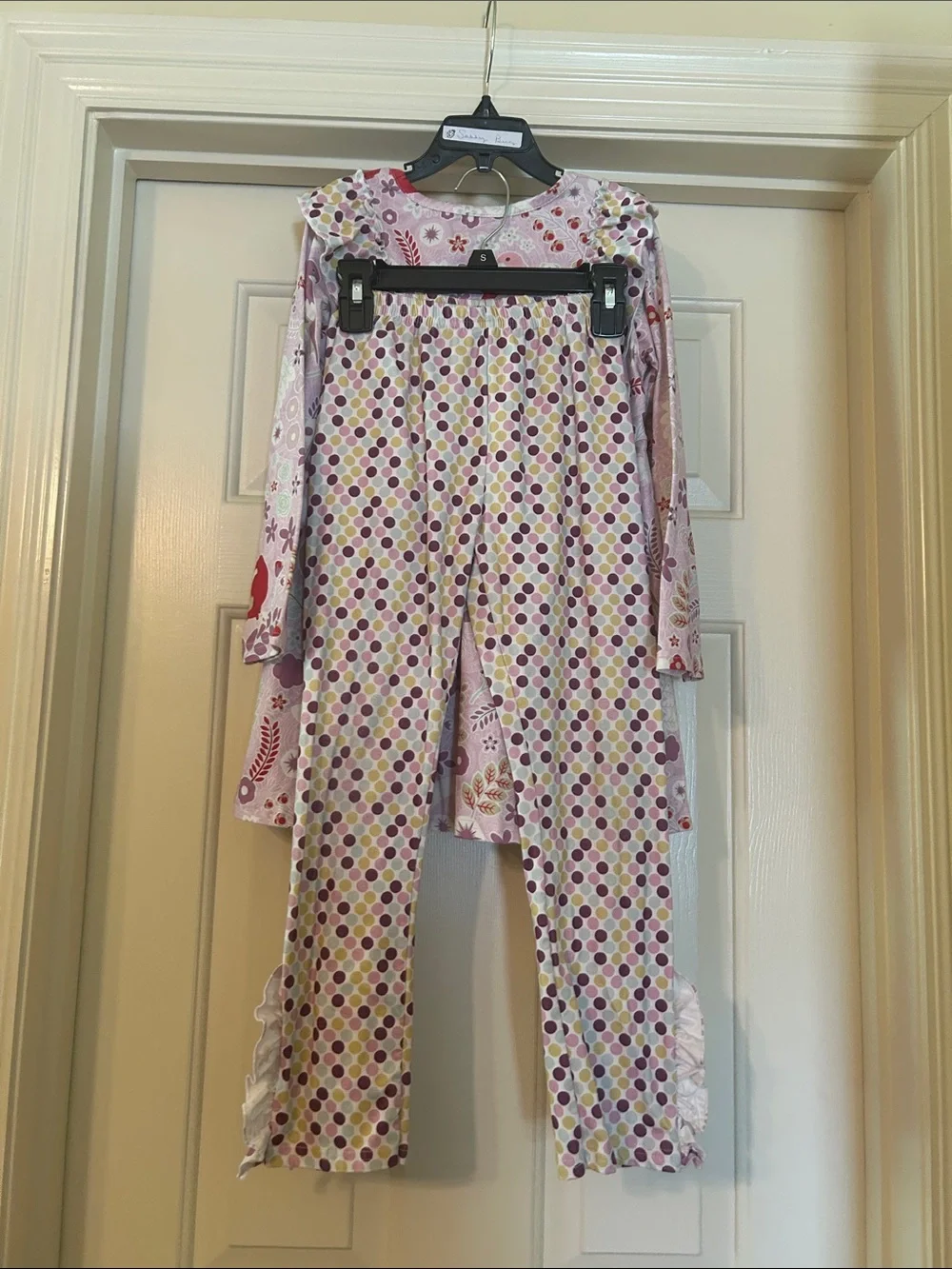 Kids Long Sleeve Lilac Bird Print Matching Set